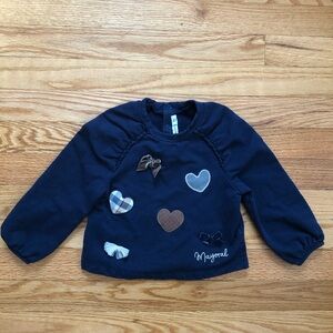 Mayoral Navy Blue Sweatshirt with Heart Accents